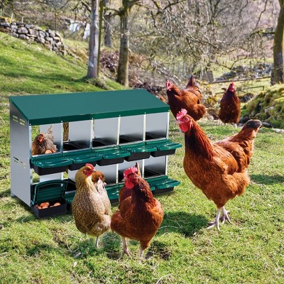 Chicken Nesting Boxes, Chicken Egg Laying Box with Chicken Perch, Metal Roll Away Nest Box for Chicken Coop Hens Poultry