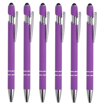 Unique Bargains Metal Black Ink Medium Point Touch Screens Ballpoint Pen Style 1 6 Pcs