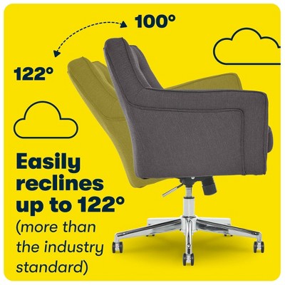 Graphite Gray Leather Swivel Executive Office Chair with Fixed Arms