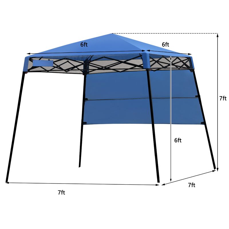 Tangkula 7x7 FT Pop-up Canopy Portable Outdoor Offset Tent w/Carry Bag Blue/White/Grey, 3 of 11