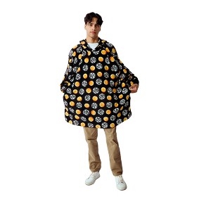 Dragon Ball Z Kanji & Dragon Balls Adult Black Hooded Blanket OSFA - 1 of 3