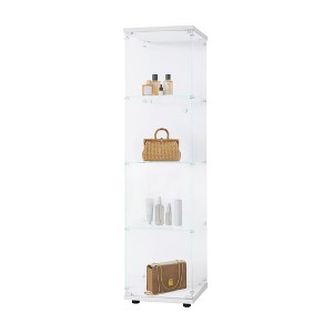 Glass Display Cabinet With Lockable Doors 4 Shelves Floor Standing Storage Case - 1 of 4