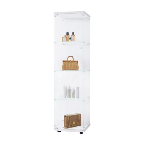 Glass Display Cabinet With Lockable Doors 4 Shelves Floor Standing Storage Case - image 1 of 4