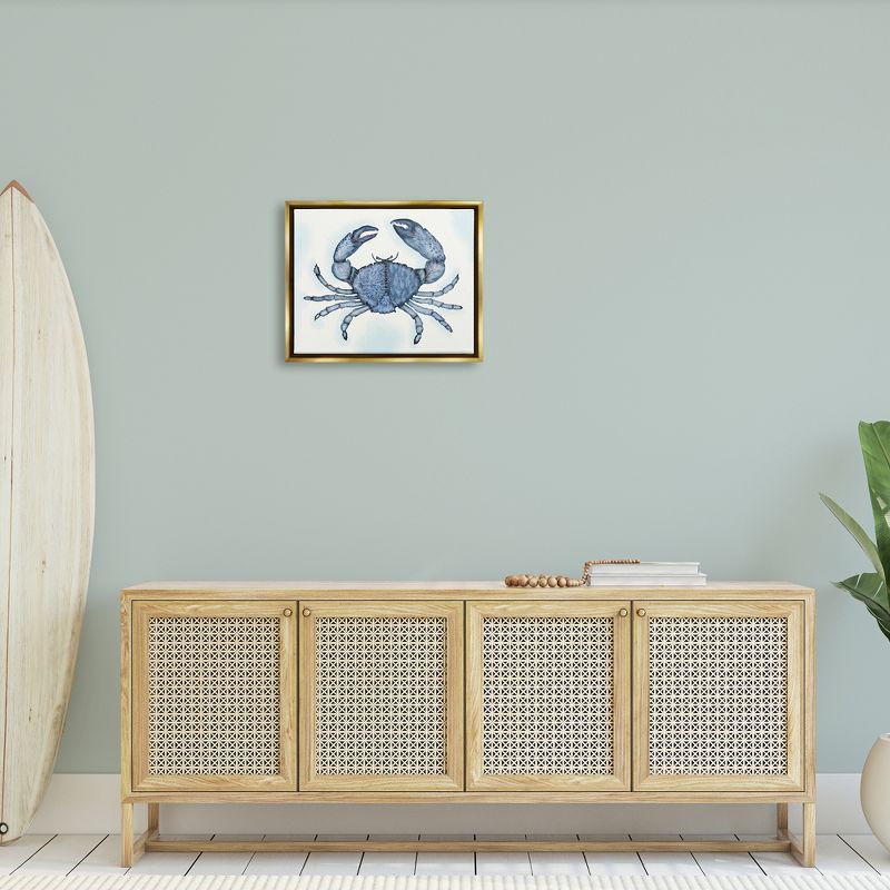 Stupell Industries Blue Crab Claws Sea Life Botanical Pattern Floater Canvas Wall Art, 3 of 6