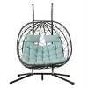 ELJGET Double Hanging Egg Chair with Stand and Soft Cushion, Dark Gray - 3 of 4
