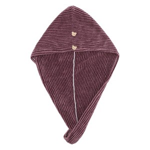 Unique Bargains Women Soft Pinstripe Hair Towel 1 Pc - 1 of 3