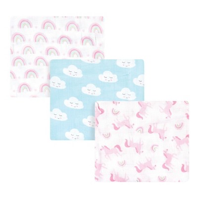 Luvable Friends Baby Girl Muslin Cotton Swaddle Blanket, Rainbow, One Size