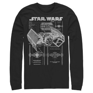 Mens Star Wars TIE Fighter Schematic Long Sleeve Shirt - 1 of 4