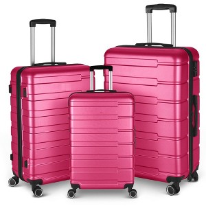 Luggage Set of 3, Suitcases with Spinner Wheels Hardside Expandable Luggage Suitcase Set with TSA Lock for Travel-Rose Red - 1 of 4