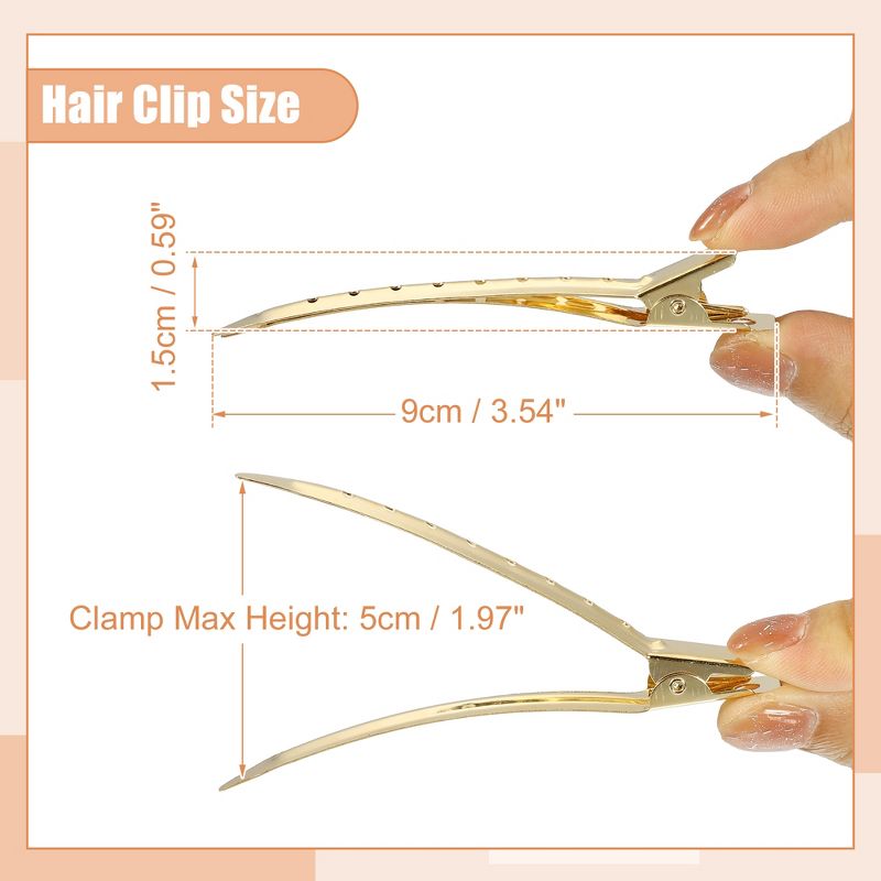 Unique Bargains Metal Non-Slip Durk Bill Hair Clip 3.54" 6 Pcs, 4 of 7