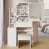 Accent Vanity Table Modern with Sliding Mirror and Cushioned Stool for Small Bedroom -29.2"W-3irtyhousy - 2 of 4