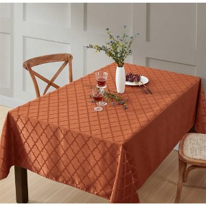 HLC.ME Modena Jacquard Fabric Lattice Tablecloth, Water, Fade, Wrinkle and Stain Resistant Table Cloth - 1 of 4