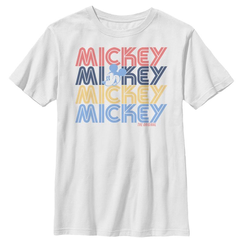 Boy's Disney Mickey Retro Name Stack T-Shirt, 1 of 5