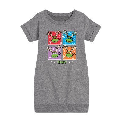 - Teenage Mutant Ninja Turtles - Reindeer Turtles Graphic Short Sleeve Fleece Dress