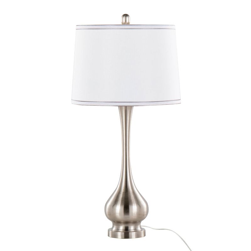 LumiSource (Set of 2) Cairo 28.75&#34; Contemporary Metal Table Lamps Brushed Nickel and White Linen Shade with Silver Trim from Grandview Gallery, 2 of 7