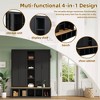 4-in-1 Hall Tree Entryway Bench Storage Bench Mudroom Coat Rack with Hooks, Storage Cabinet & Shelves, White/Black/Blue-ModernLuxe - 3 of 4