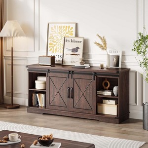 Jojoka Farmhouse TV Stand and Entertainment Center for TV Up to 65 Inches with Sliding Barn Doors - 1 of 4