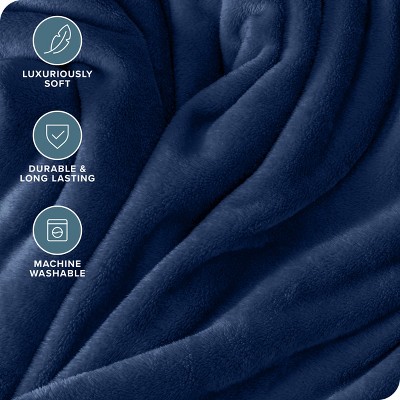 Navy Blue Fleece and Wool Reversible Toddler Throw