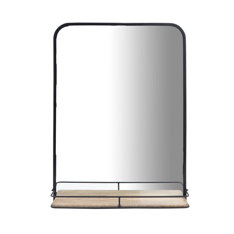 SAGEBROOK HOME 18&#34;x24&#34; Metal Mirror with Folding Shelf Black/Brown, 1 of 3