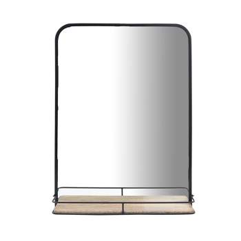 SAGEBROOK HOME 18"x24" Metal Mirror with Folding Shelf Black/Brown