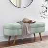 OUTSUPPLY Ottoman Oval Storage Bench with Rubber Wood Legs, Seat with Hidden Storage - 3 of 4