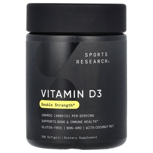 Sports Research Vitamin D3, Double Strength, 100 mcg (4,000 IU), 360 Softgels - 1 of 2