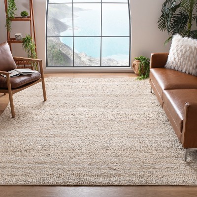 Ivory Handwoven Wool Rectangular 8' x 10' Area Rug