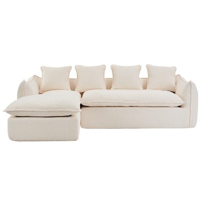 TIRAMISUBEST L-Shape Sofa with Chaise - Deep Seat 3-Seater Sofa for Living Room, Office, Apartment, Left Hand Facing Sectional Sofa