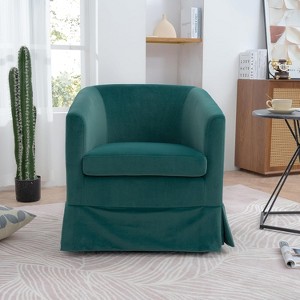 27.36in Wide Modern Swivel Chair with Sponge Backrest Seat Cushion & Wood Frame, Upholstery Sofa Chair for Bedroom Living Room Office Apartment - 1 of 4