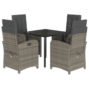vidaXL Garden Dining Set Grey Poly Rattan Medium Adjustable Armrests - 1 of 4