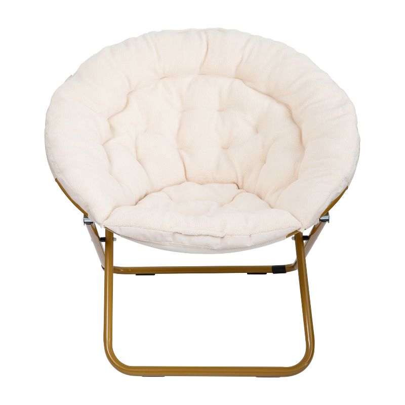 Emma and Oliver Oversize Folding Saucer Chair with Cozy Faux Fur Cushion and Metal Frame for Dorms, Bedrooms, Apartments and More, 5 of 15