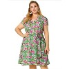 Agnes Orinda Women's Plus Size Casual Floral Tie Waist Short Sleeve Knee Length A Line Dresses - 4 of 4