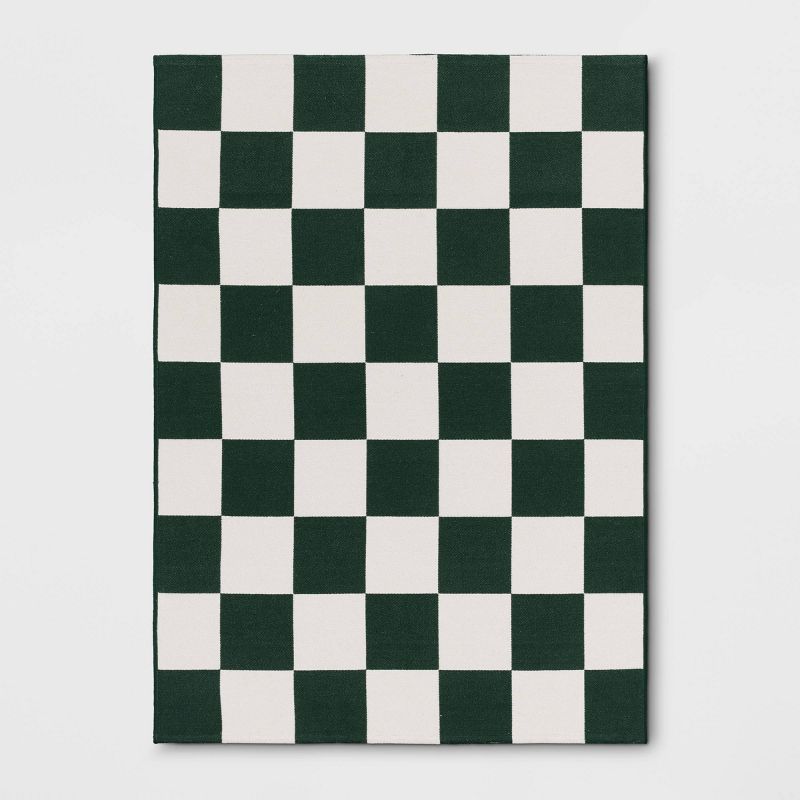 4&#39;x5&#39;6&#34; Checkered Area Rug Ivory/Green - Room Essentials&#8482;, 1 of 6