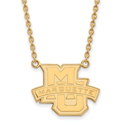 Black Bow Jewelry 10k Yellow Gold Marquette Golden Eagles NCAA Necklace 18 Inch