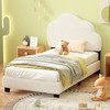 Boucle Fabric Twin Size Platform Bed with Cloud-Shaped Headboard - 3 of 4
