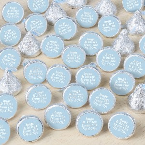 Big Dot of Happiness Dusty Blue Wedding Candy Stickers, Mr & Mrs Wedding Guest Favors, Party Favor Labels, Small Round Candy Stickers - 324 Count - 1 of 4
