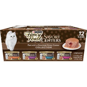 Purina Fancy Feast Savory Centers Paté Collection Gourmet with Tuna, Chicken, Salmon, Beef, Seafood and Fish Wet Cat Food - 3oz/12ct Variety Pack - 1 of 4