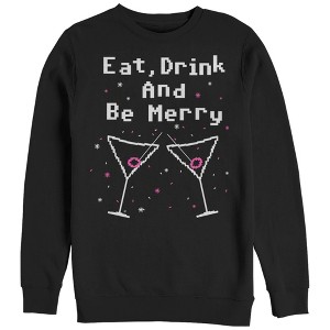 Women's CHIN UP Christmas Drink Be Merry Sweatshirt - 1 of 3