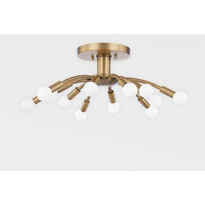 Tristan Patina Brass 12-Light Semi-Flush Mount for Indoor/Outdoor