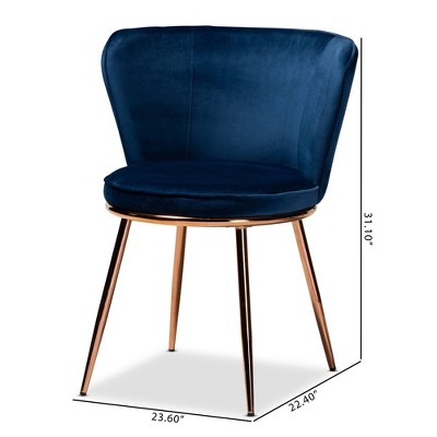 Navy Blue Velvet and Rose Gold Dining Chairs