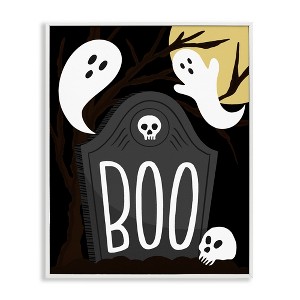 Stupell Industries Boo Haunted Night Gravestone  Framed Giclee Art - 1 of 4