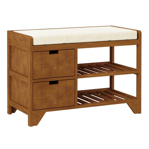 Entryway Storage Shoe Bench with 1 Storage Drawer and 3 Open Compartments -  Costway