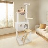 TopComfy Pet Tower Wood Cat Tree Large Condo Stable Wood Ladder Durable Scratching Post Pet Toy Pet Furniture for Cats, White, 19.7"*19.7"*65" - 2 of 4