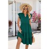 Women's Summer Casual Dress V Neck Short Sleeve Midi Sundress Party Dress Flowy Tiered Beach Dresses - 3 of 4