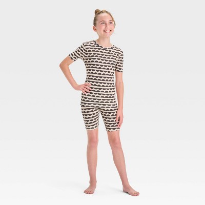 Girls' 2pc Short Sleeve Tight Fit Rib-Knit Pajama Set - Cat & Jack™