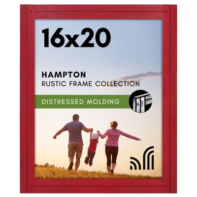 Americanflat 16x20 Picture Frame with Polished Plexiglass - Hampton - Distressed Wood Picture Frames - Red
