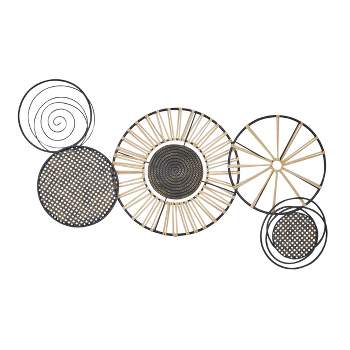 Metal Plate Wall Decor with Textured Pattern Black - Olivia & May