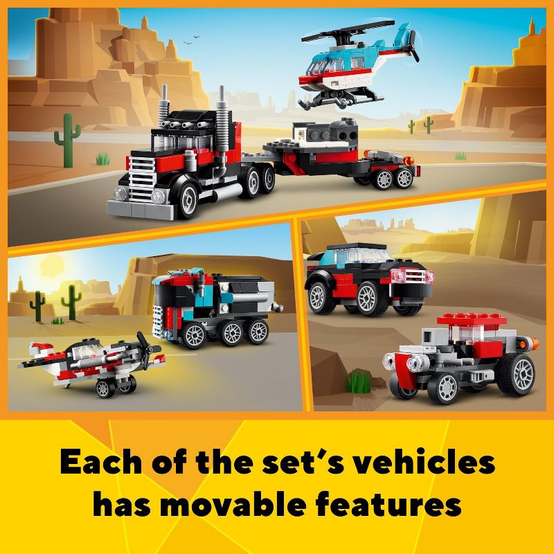 LEGO Creator 3 in 1 Flatbed Truck with Helicopter Toy 31146, 5 of 8