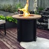 30" Propane Gas Fire Pit Table, 50,000 BTU Round Fire Pit with Imitation Wood Grain Finish for Patio, Deck, Garden, Backyard-- Frevyn - 3 of 4