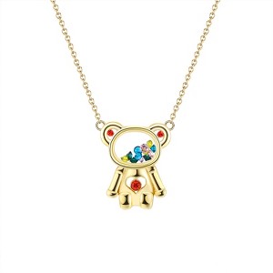 Floating CZ Bear Earrings, Necklace, or Set Gold Plated Sterling Silver Ginger Lyne Collection - 1 of 4